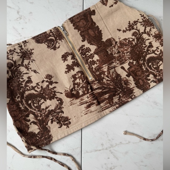 PRETTY LITTLE THING renaissance tapestry lace up corset denim mini skirt - Picture 6 of 8